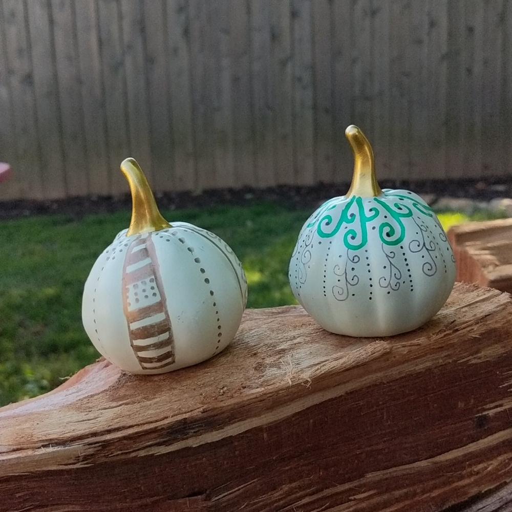 Pair, Hand Painted Fall Pumpkins